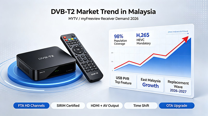 말레이시아 DVB-T2 시장 동향(2026년 myFreeview/MYTV)